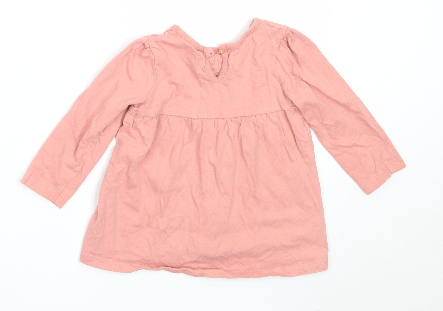 George Girls Pink  Cotton Basic T-Shirt Size 12-18 Months Round Neck
