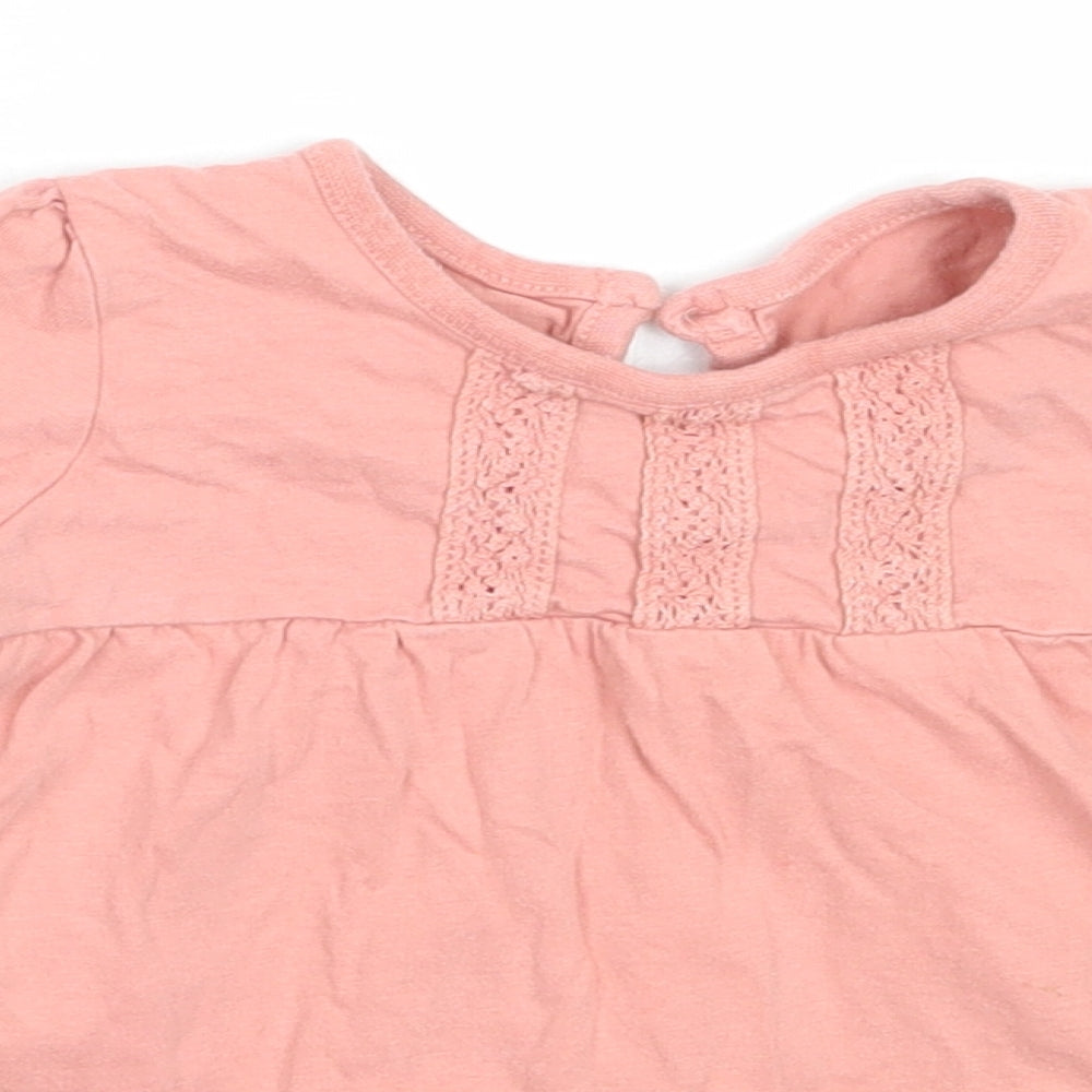 George Girls Pink  Cotton Basic T-Shirt Size 12-18 Months Round Neck