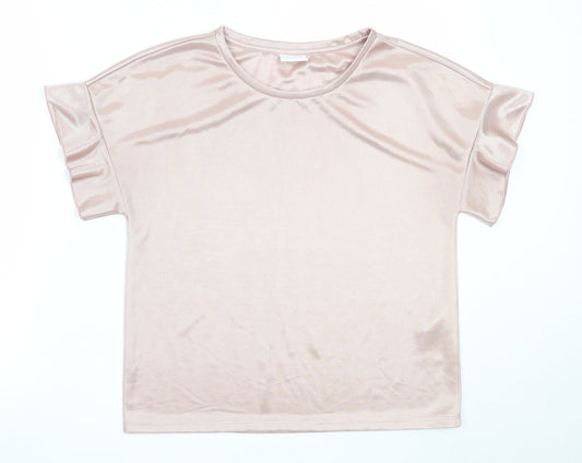 VILA Womens Pink  Polyester Basic Blouse Size S Round Neck