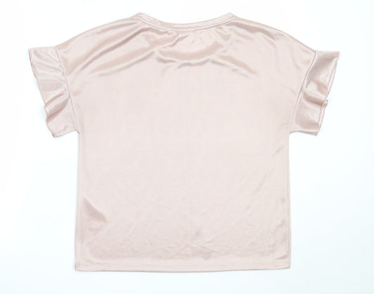 VILA Womens Pink  Polyester Basic Blouse Size S Round Neck