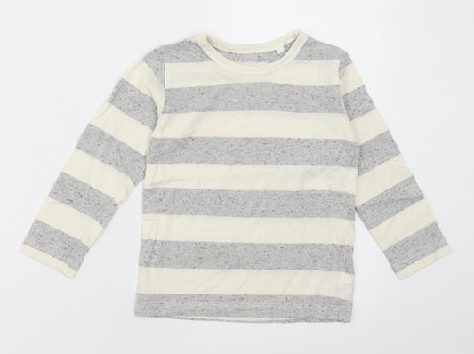 NEXT Boys Grey Striped Polyester Basic Casual Size 2-3 Years Crew Neck Pullover