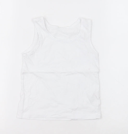 Matalan Boys White  Cotton Basic Tank Size 2-3 Years Crew Neck Pullover