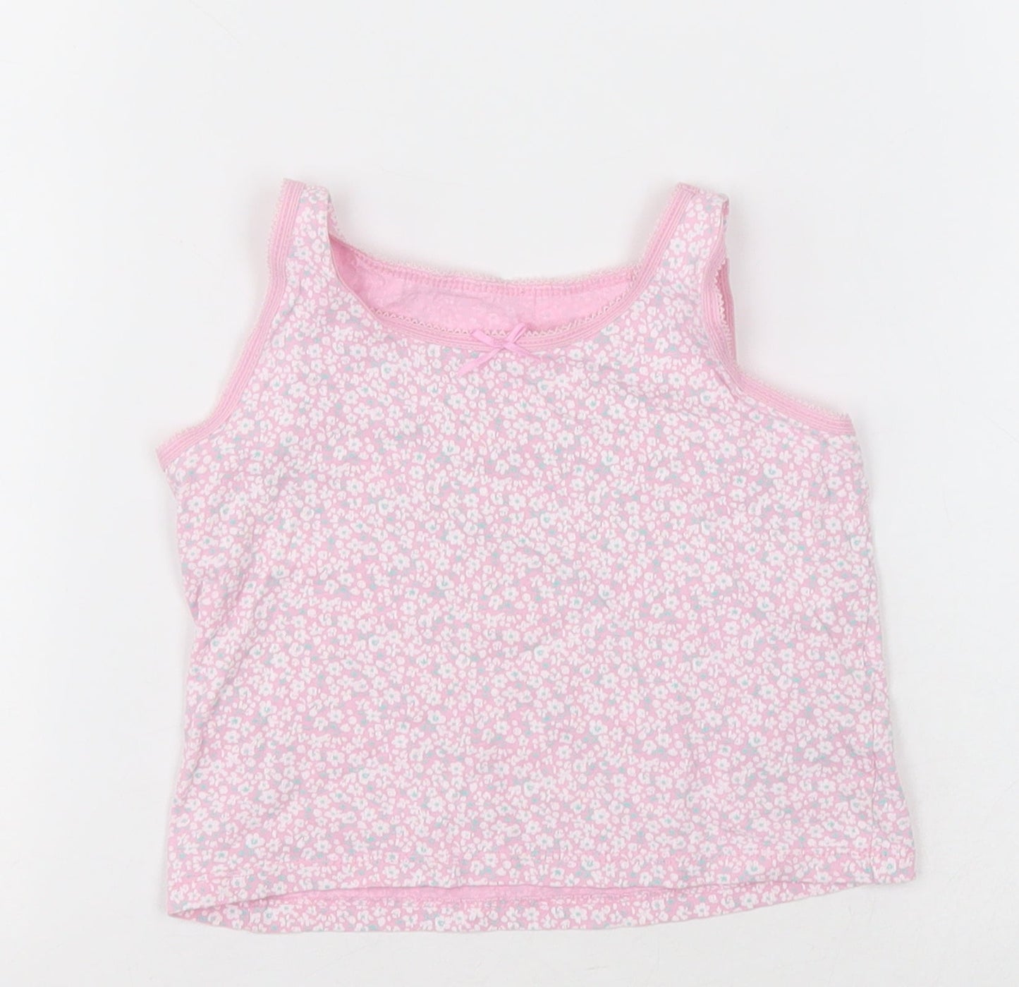 George Girls Pink Floral Cotton Basic Tank Size 2-3 Years Crew Neck Pullover