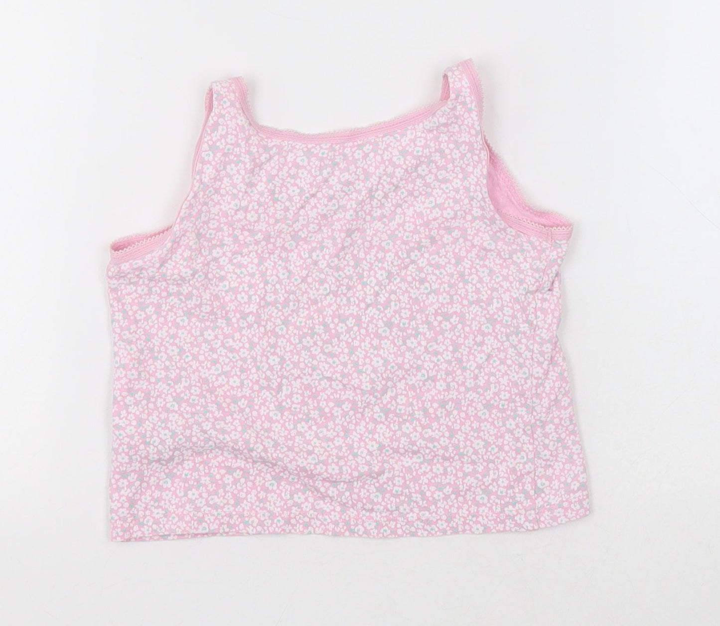 George Girls Pink Floral Cotton Basic Tank Size 2-3 Years Crew Neck Pullover