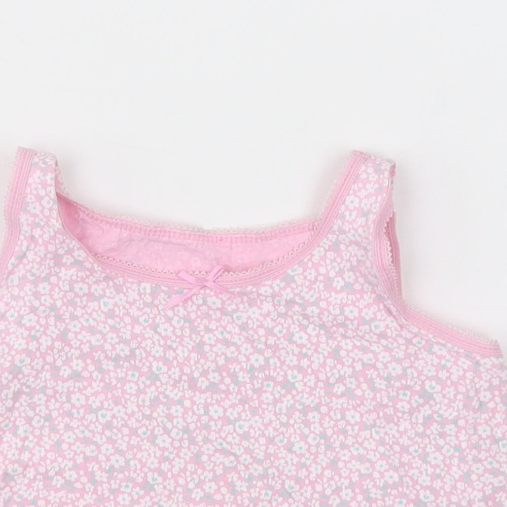 George Girls Pink Floral Cotton Basic Tank Size 2-3 Years Crew Neck Pullover