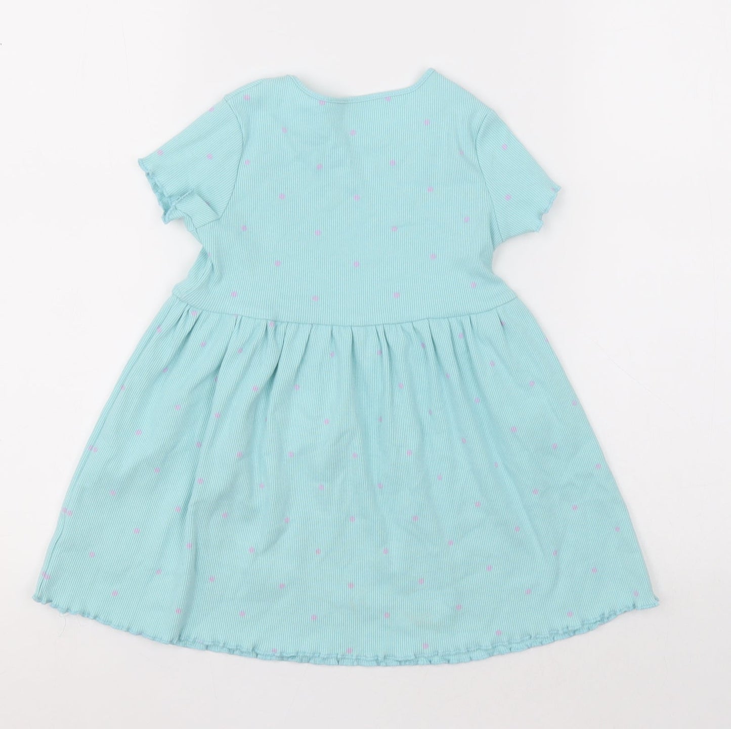 George Girls Blue Polka Dot Cotton A-Line  Size 2-3 Years  Crew Neck Pullover