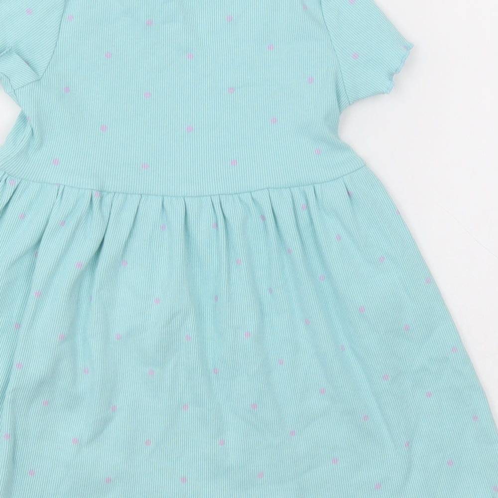 George Girls Blue Polka Dot Cotton A-Line  Size 2-3 Years  Crew Neck Pullover