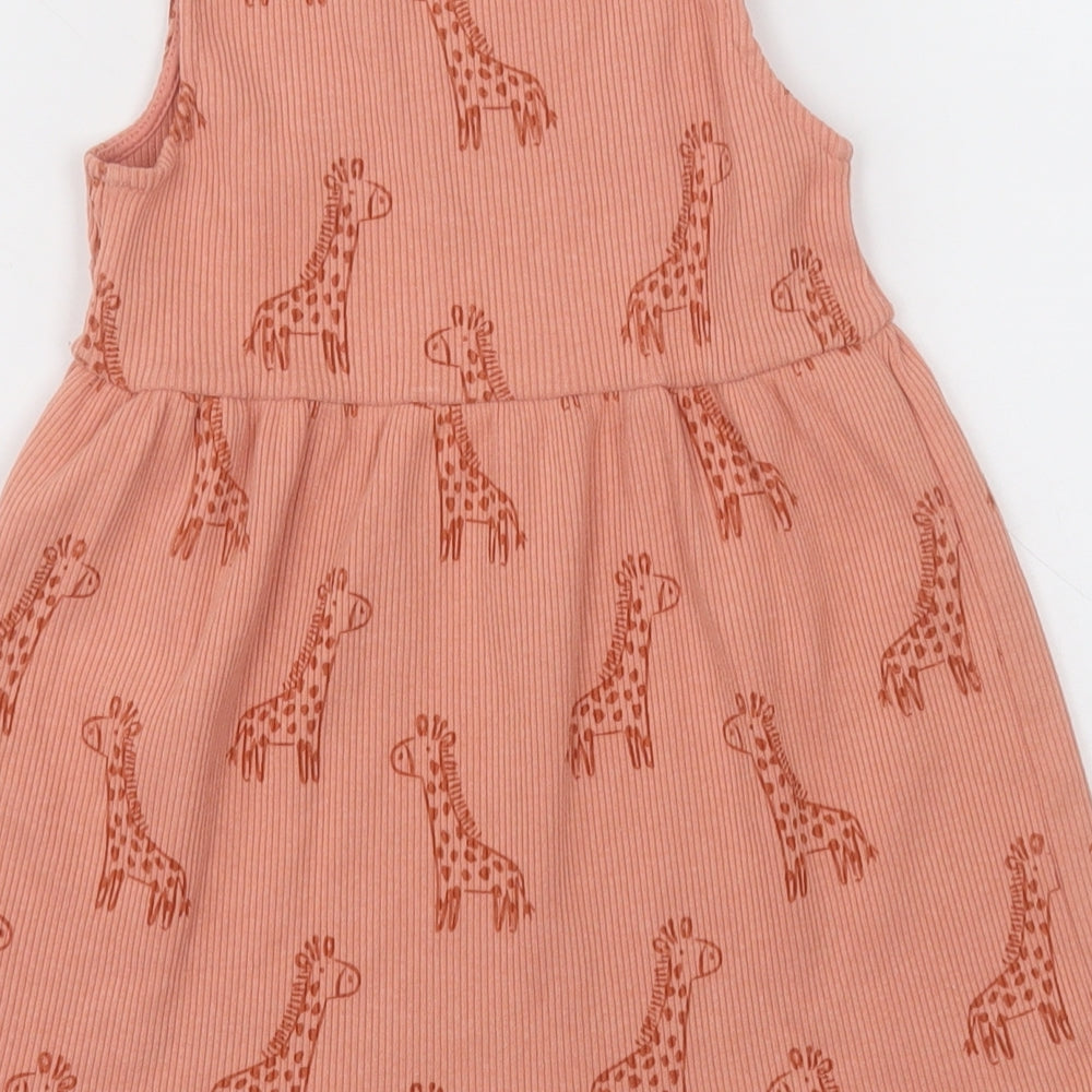 georfe Girls Orange Geometric Polyester A-Line  Size 2-3 Years  V-Neck Pullover - giraffe