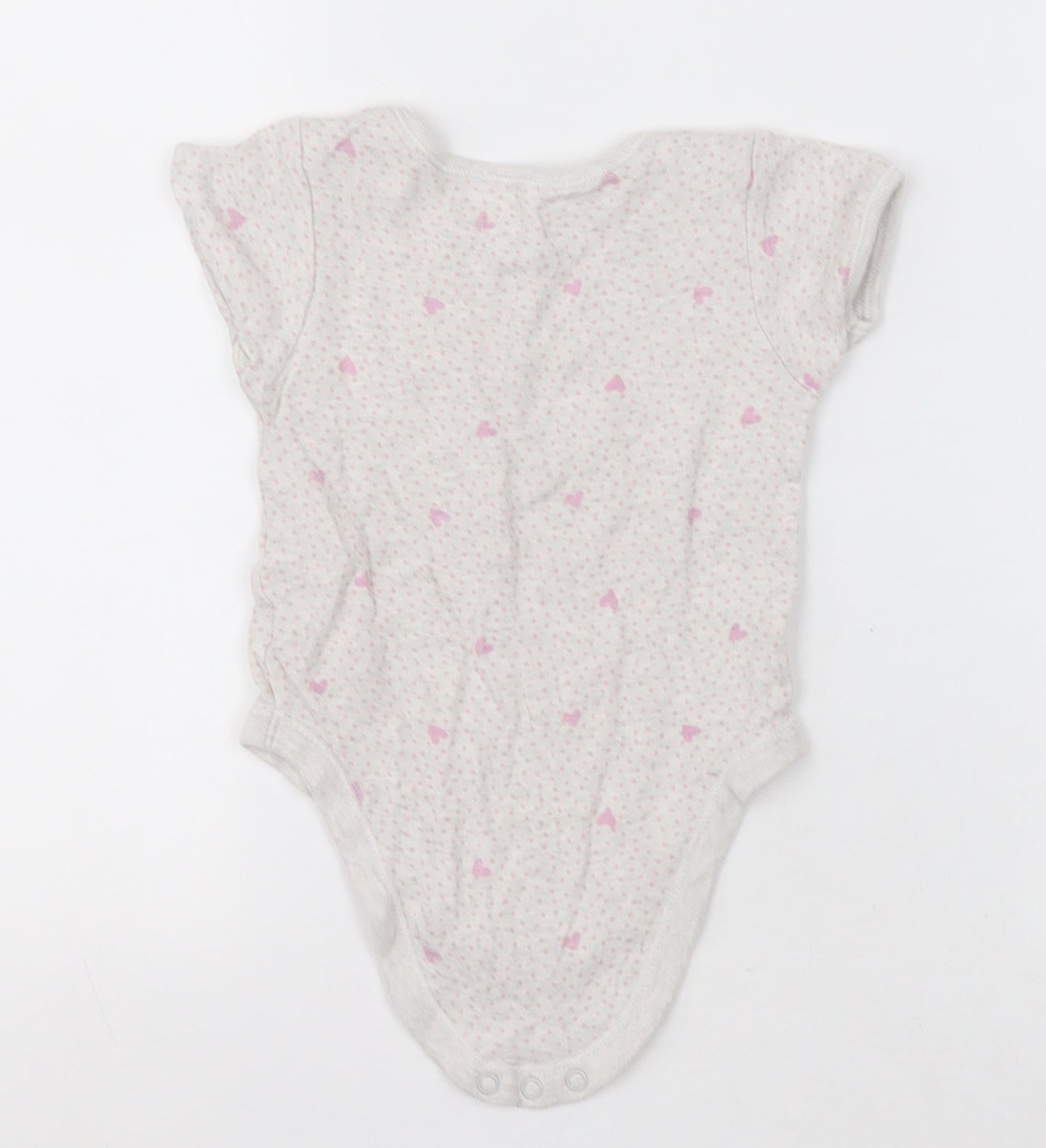 George Girls Grey Polka Dot Cotton Babygrow One-Piece Size 18-24 Months  Button