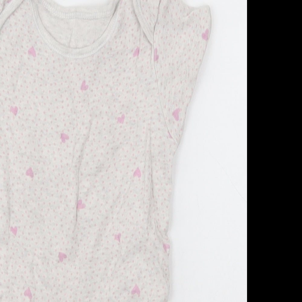 George Girls Grey Polka Dot Cotton Babygrow One-Piece Size 18-24 Months  Button