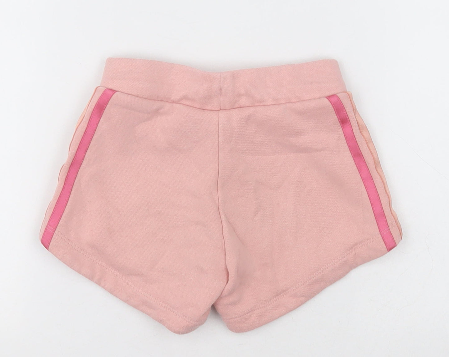 adidas Girls Pink Striped Cotton Sweat Shorts Size 5-6 Years  Regular Tie