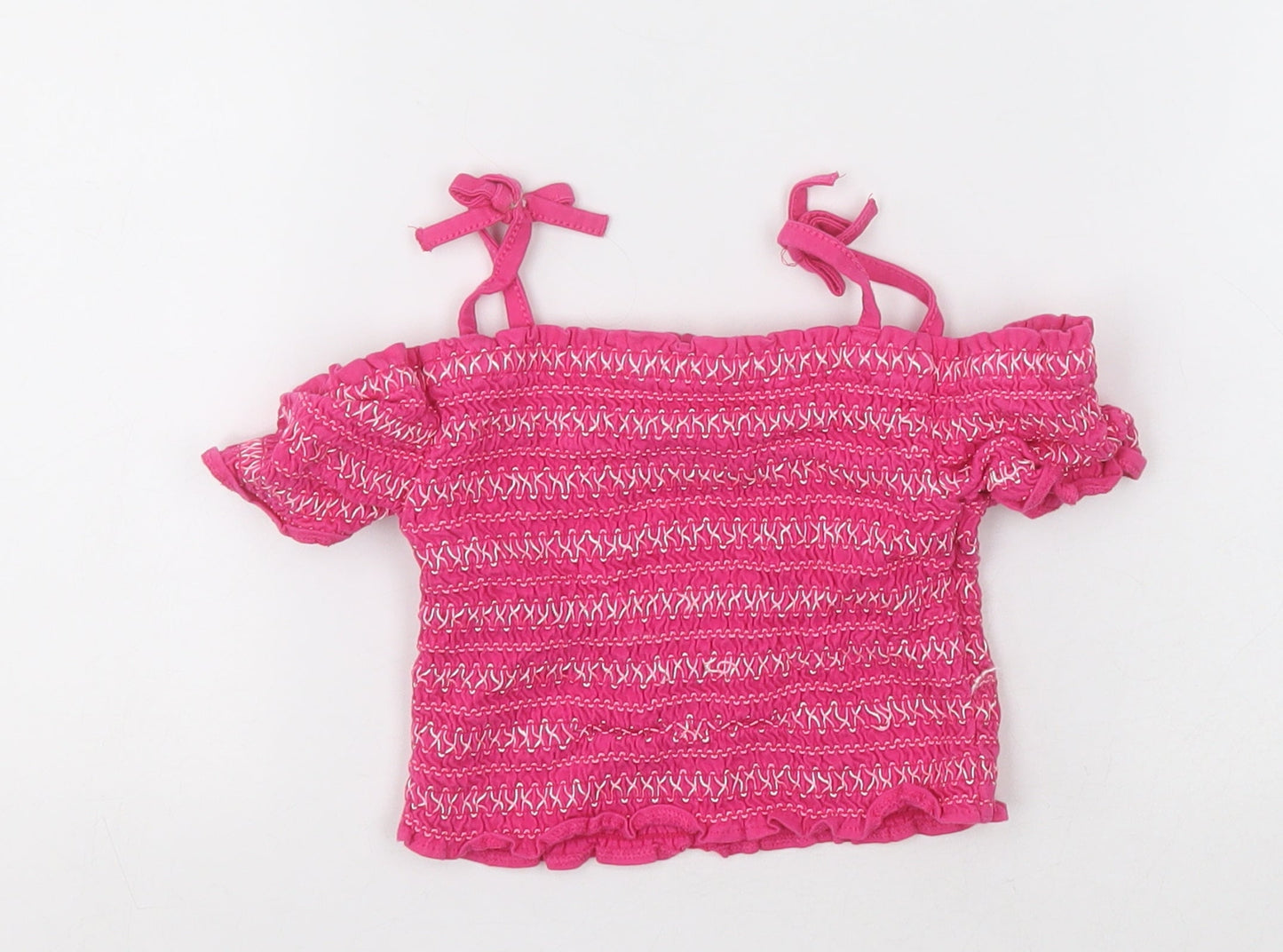 George Girls Pink Striped Cotton Basic Tank Size 4-5 Years Square Neck Pullover