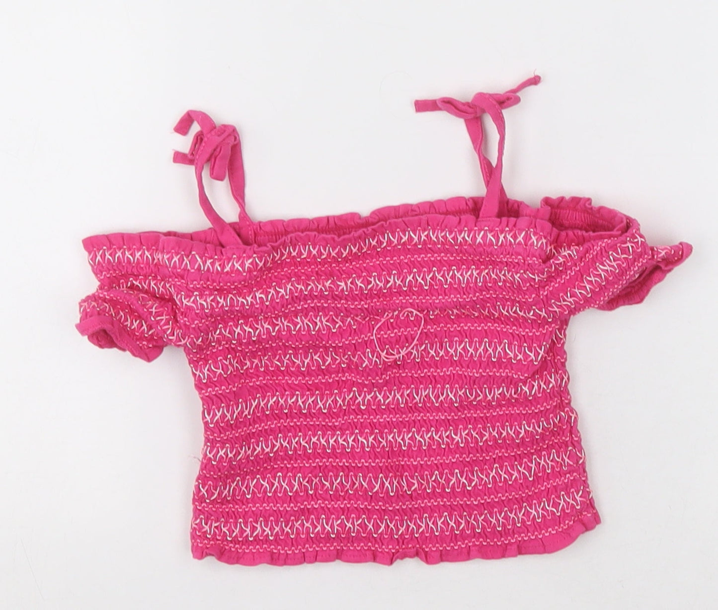 George Girls Pink Striped Cotton Basic Tank Size 4-5 Years Square Neck Pullover