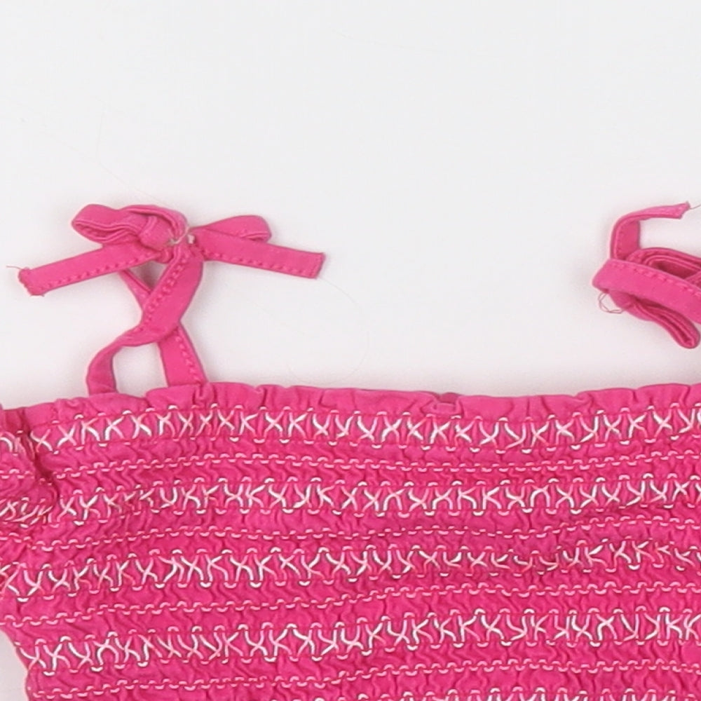 George Girls Pink Striped Cotton Basic Tank Size 4-5 Years Square Neck Pullover