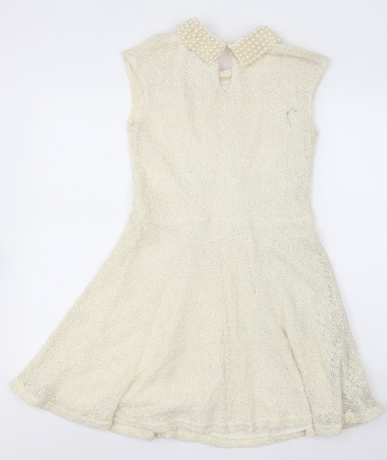 River Island Womens Beige  Polyester A-Line  Size 12  Collared Button