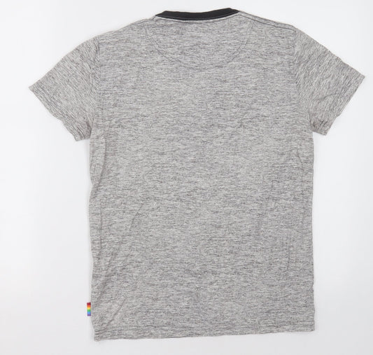 Hollister Womens Grey Striped Cotton Basic T-Shirt Size 2XS Crew Neck