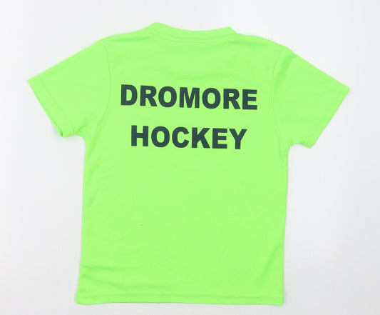 Awdis Boys Green  Polyester Basic T-Shirt Size 5-6 Years Crew Neck Pullover - dromore hockey club