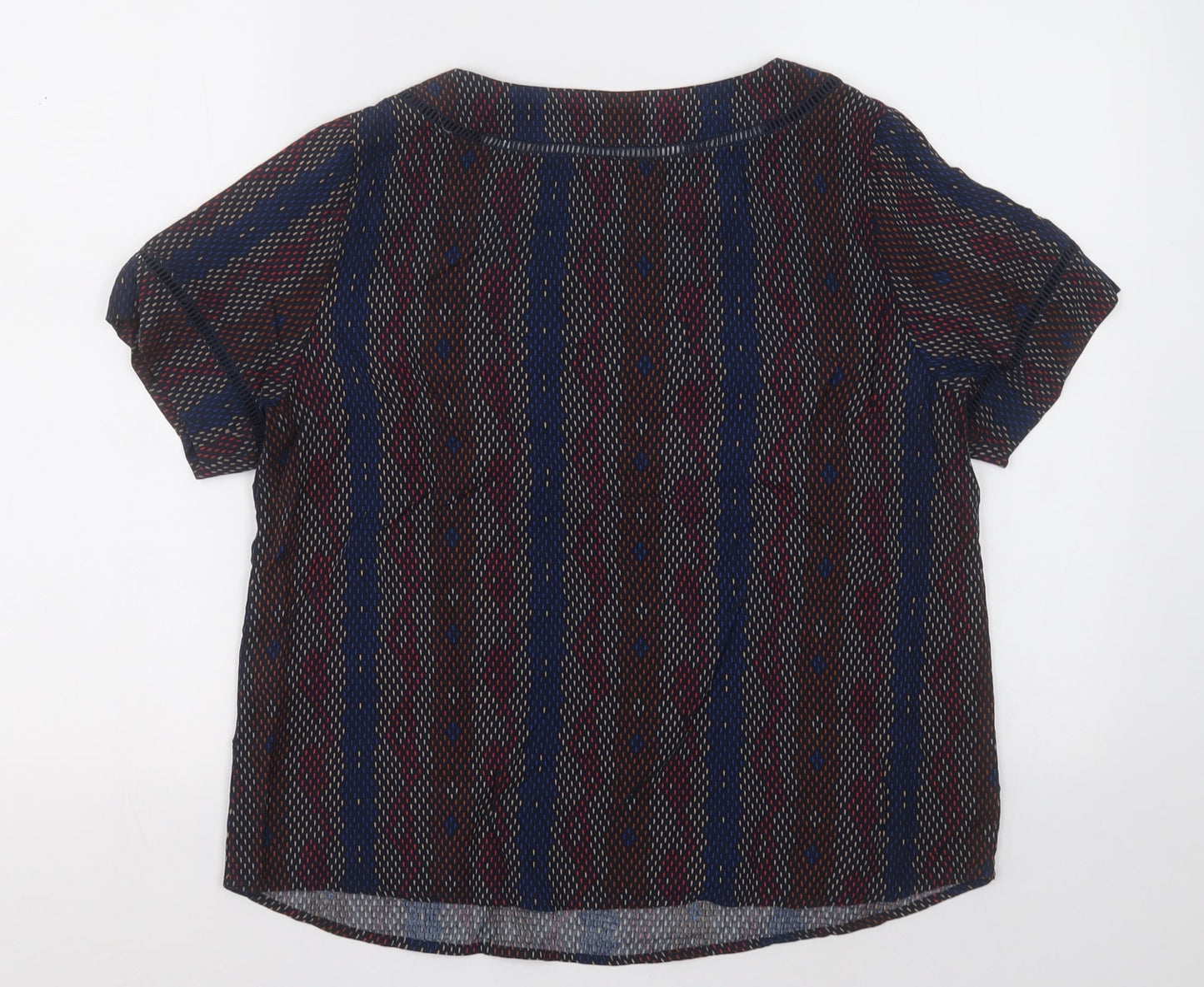 Broadway Womens Multicoloured Geometric Viscose Basic T-Shirt Size S Crew Neck
