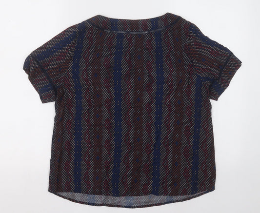 Broadway Womens Multicoloured Geometric Viscose Basic T-Shirt Size S Crew Neck