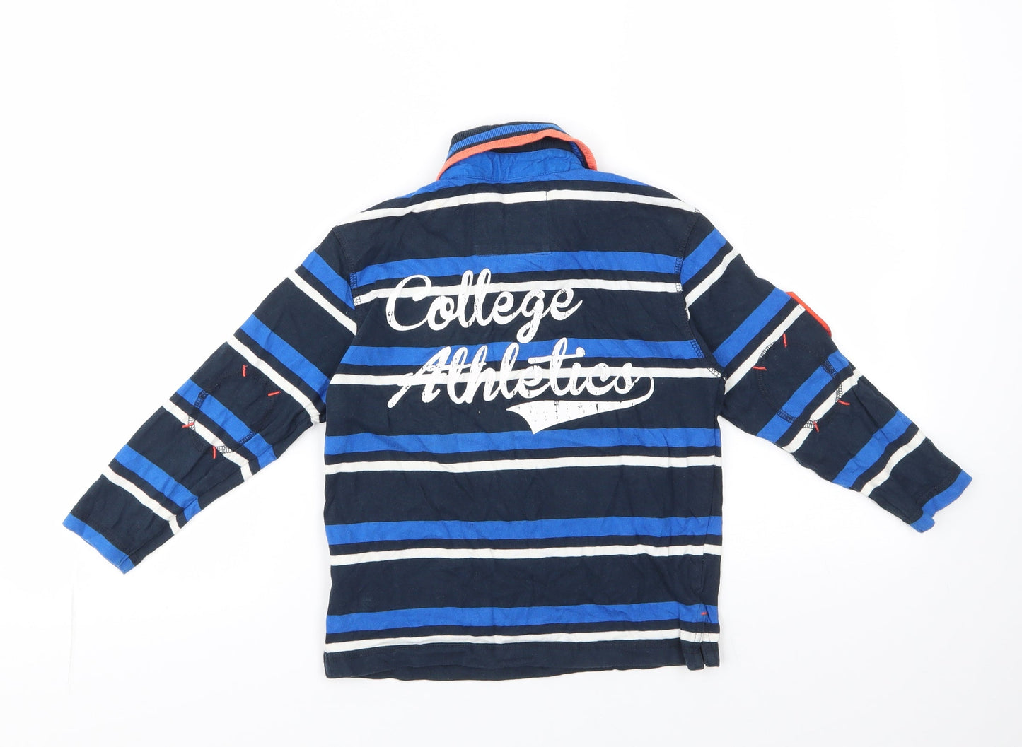 St Bernard Boys Blue Striped 100% Cotton Pullover Button-Up Size 6 Years Collared Button - rugby league