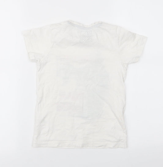 Matalan Boys White  100% Cotton Basic T-Shirt Size 6 Years Round Neck Pullover - dinosaur