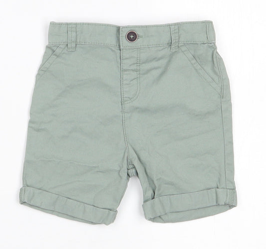 Fred & FLo Boys Green  100% Cotton Cargo Trousers Size 9-12 Months  Button