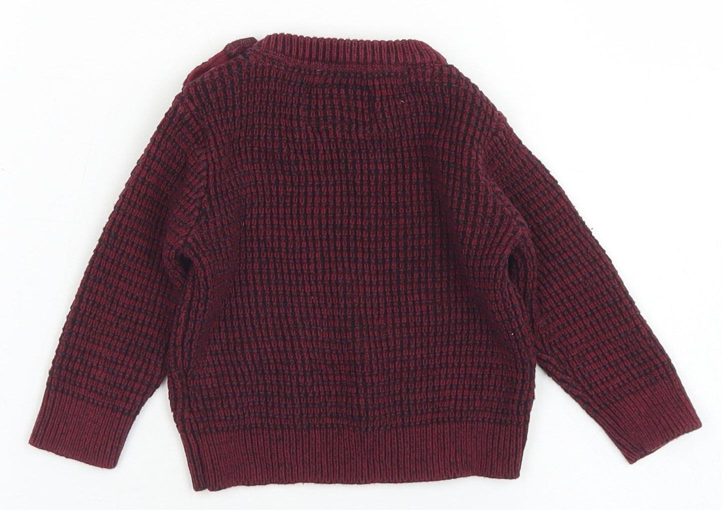 Mini Rebel Boys Purple  Cotton Pullover Jumper Size 3-6 Months  Button