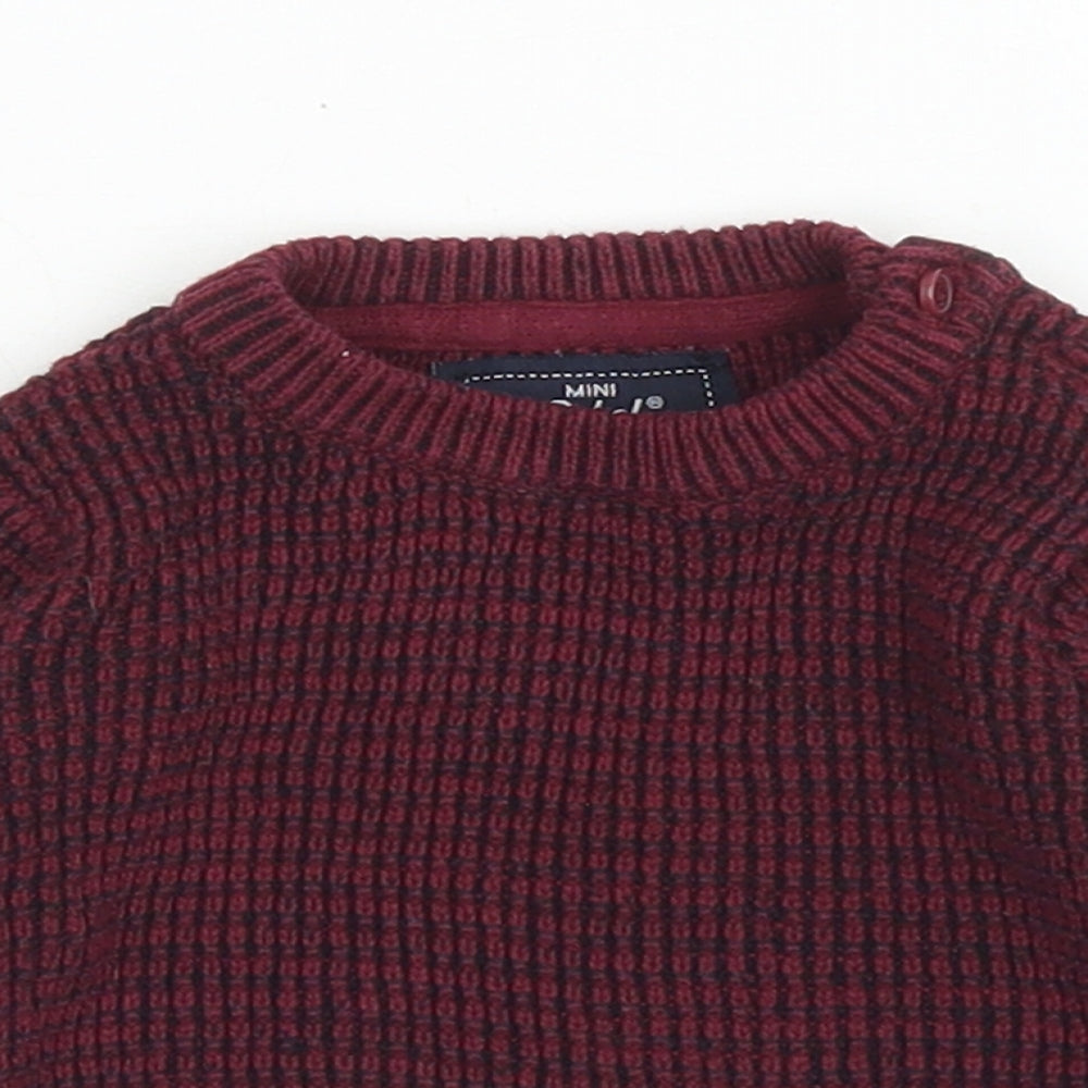 Mini Rebel Boys Purple  Cotton Pullover Jumper Size 3-6 Months  Button