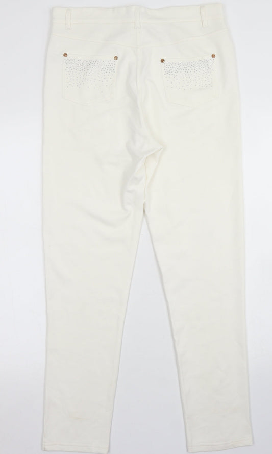 Al Paradise Womens White  Viscose Jegging Jeans Size M L27 in Regular Button