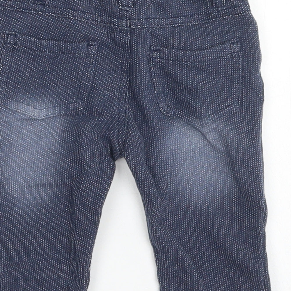 Hullabaloo Boys Blue  Cotton Capri Trousers Size 6-9 Months  Snap