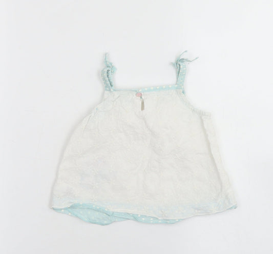 Baby Boutique Girls White  Cotton Camisole Blouse Size 12-18 Months Square Neck