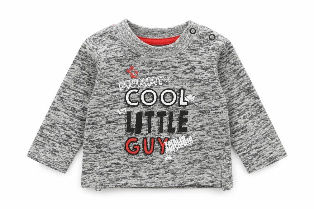 Primark Boys Grey  Cotton Basic T-Shirt Size 3-6 Months Crew Neck Snap