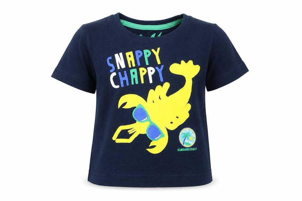 Little Rebel Boys Blue  Cotton Basic T-Shirt Size 9-12 Months Crew Neck  - Lobster