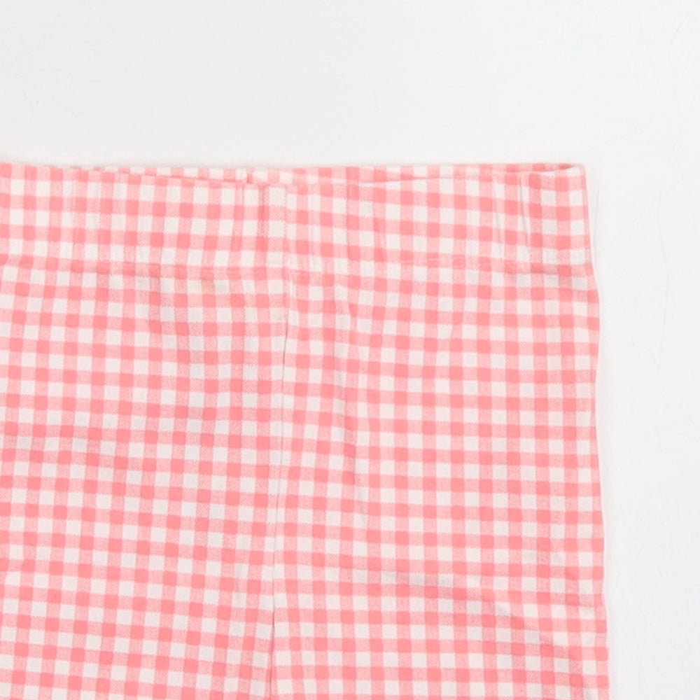 George Girls Pink Check Cotton Cargo Leggings Size 12-18 Months