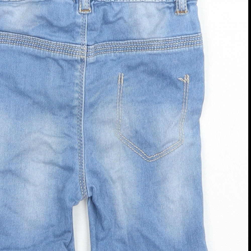 Nutmeg Girls Blue  Cotton Cropped Jeans Size 12-18 Months  Snap