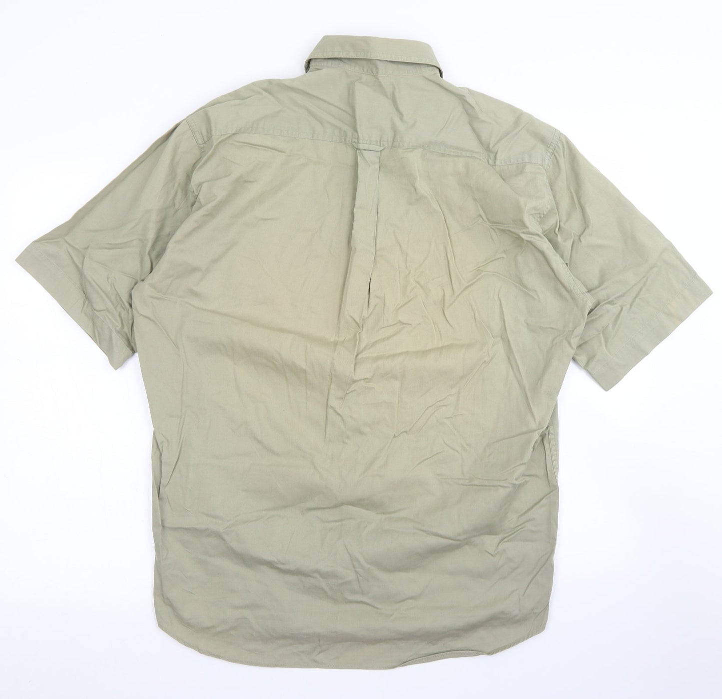 Marks & Spencer Mens Green  Cotton  Button-Up Size S Collared Button