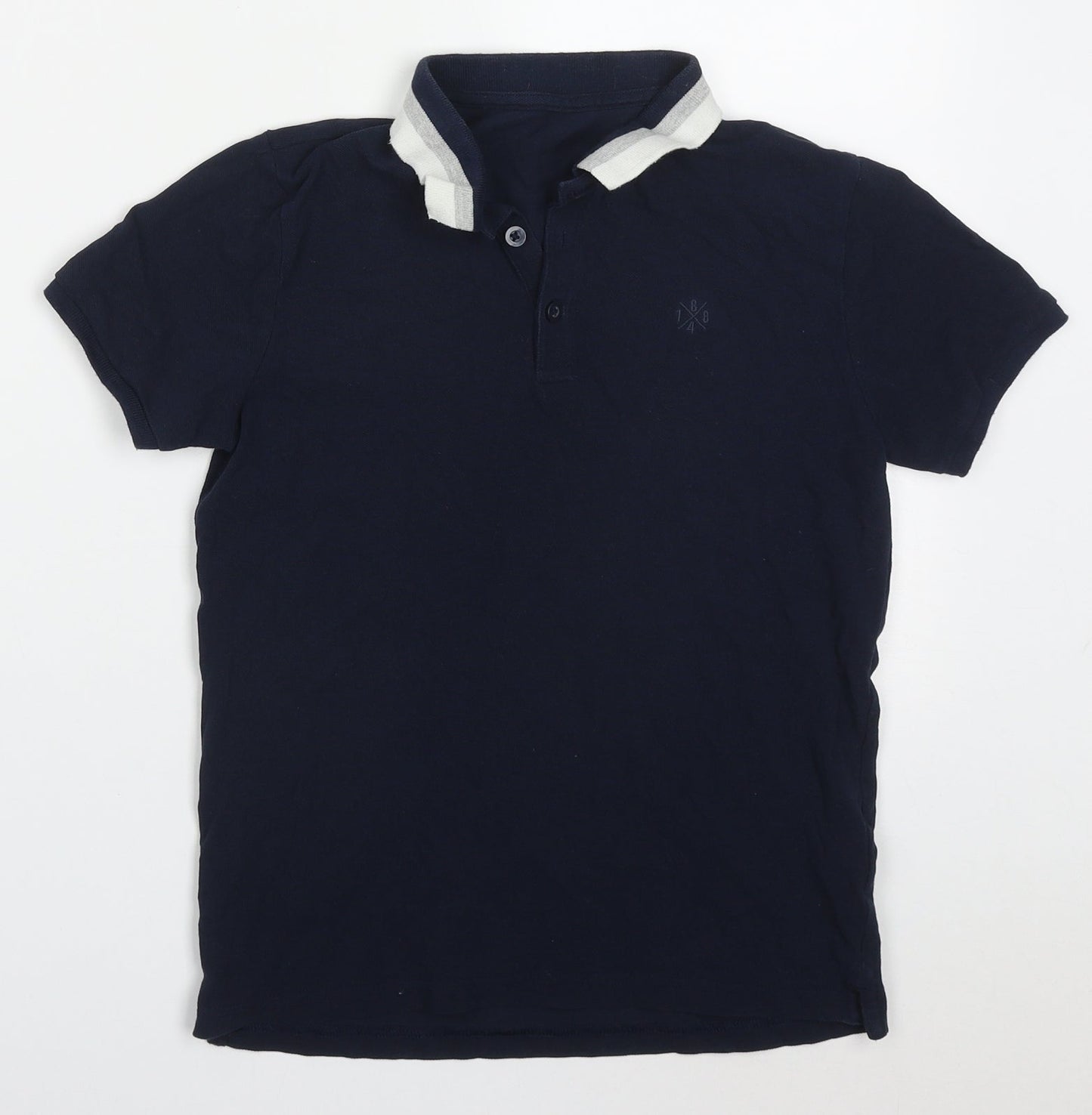 Marks and Spencer Boys Blue  Cotton Basic Polo Size 9-10 Years Collared Pullover