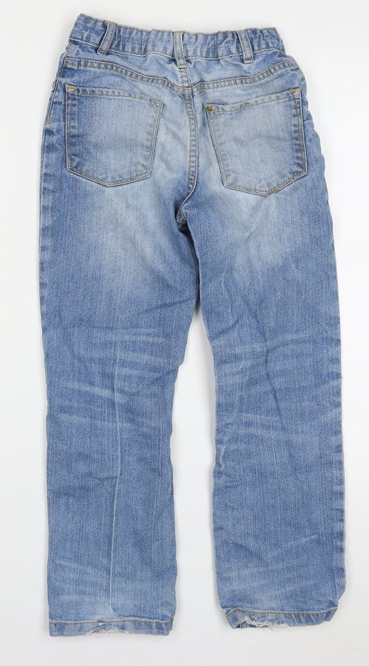 Matalan Boys Blue  Cotton Straight Jeans Size 9 Months  Regular Button - Distressed Look