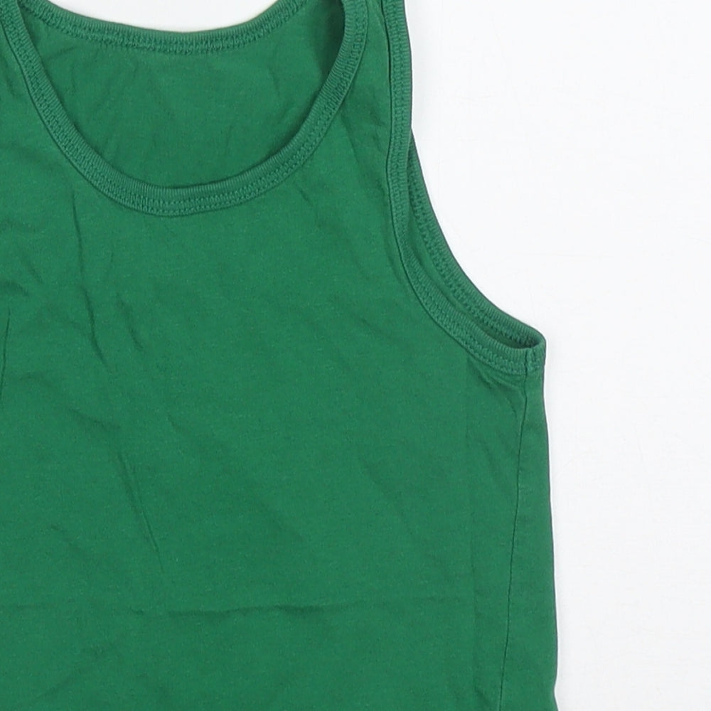 George Boys Green  Cotton Basic Tank Size 5-6 Years Round Neck Pullover