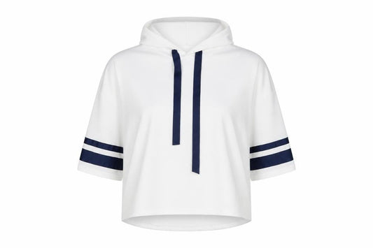 Preworn Womens White Striped Cotton Pullover Hoodie Size M  Pullover