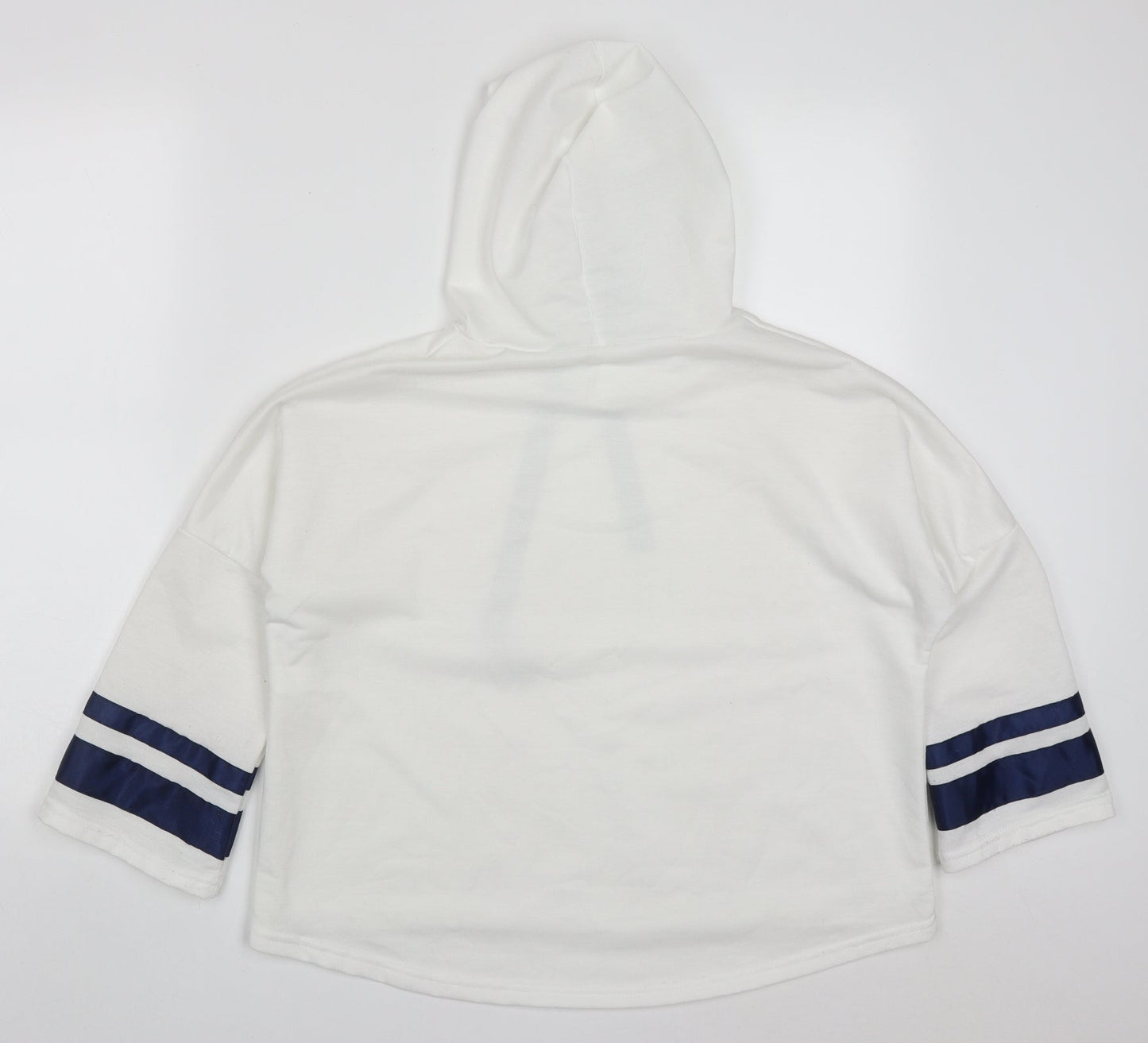 Preworn Womens White Striped Cotton Pullover Hoodie Size M  Pullover
