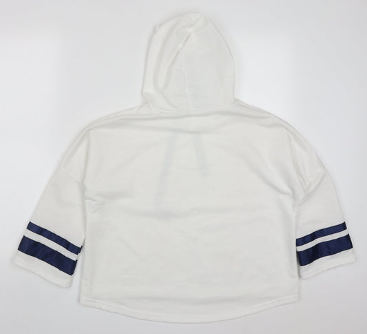 Preworn Womens White Striped Cotton Pullover Hoodie Size M  Pullover