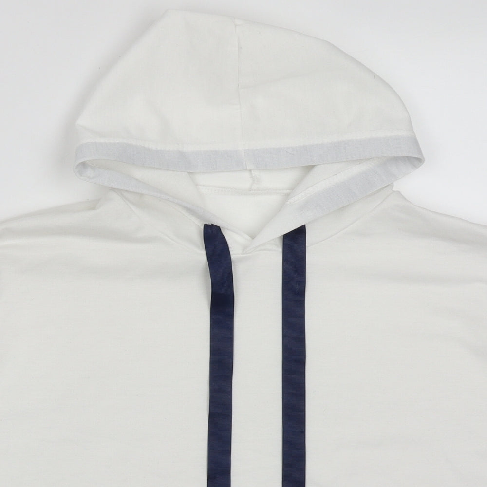 Preworn Womens White Striped Cotton Pullover Hoodie Size M  Pullover