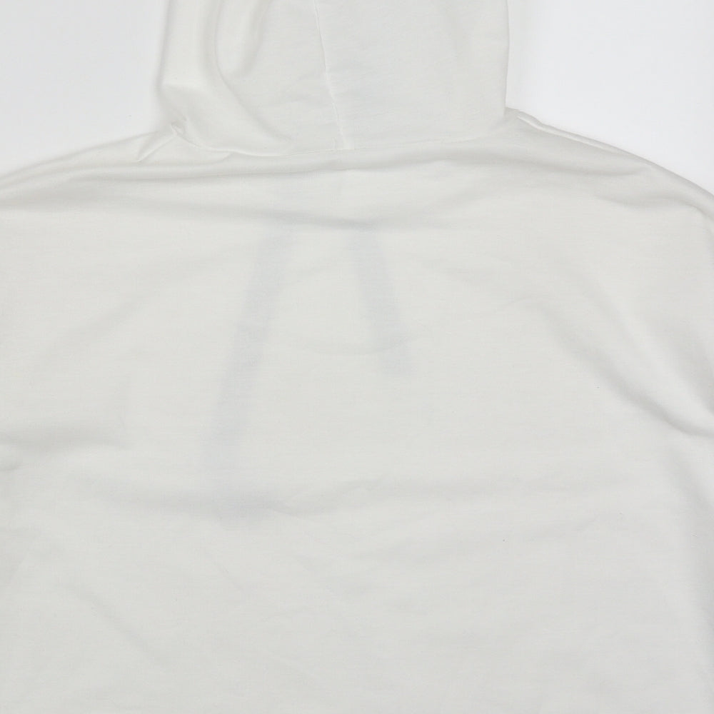 Preworn Womens White Striped Cotton Pullover Hoodie Size M  Pullover
