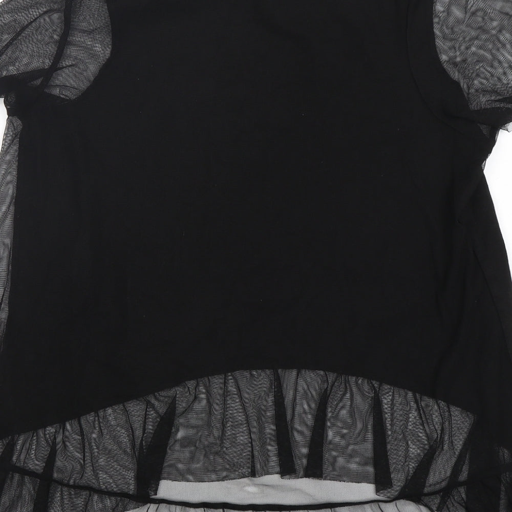 River Island  Womens Black  Polyester Basic T-Shirt Size 10 Round Neck
