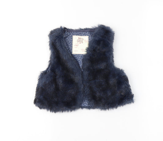 Mexx Girls Blue   Gilet Waistcoat Size L  Hook & Eye - Fur Waistcoat