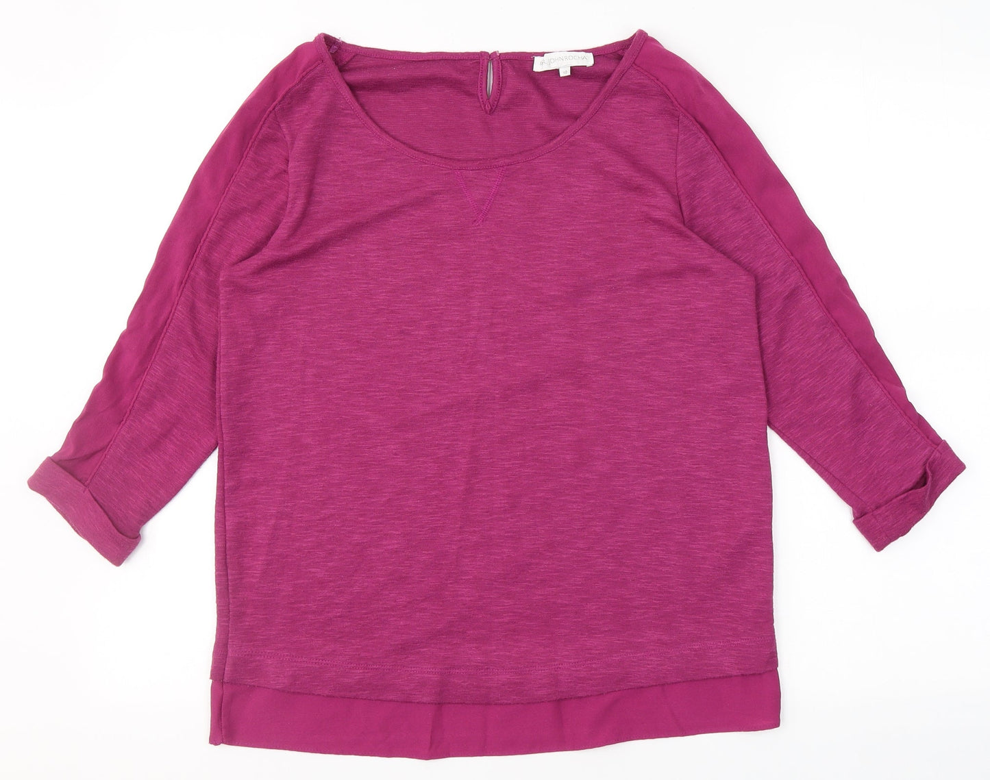 RJR.John Rocha Womens Purple  Polyester Basic T-Shirt Size 10 Scoop Neck