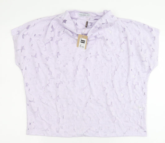 Gallery Womens Purple  Viscose Basic Blouse Size M Cowl Neck