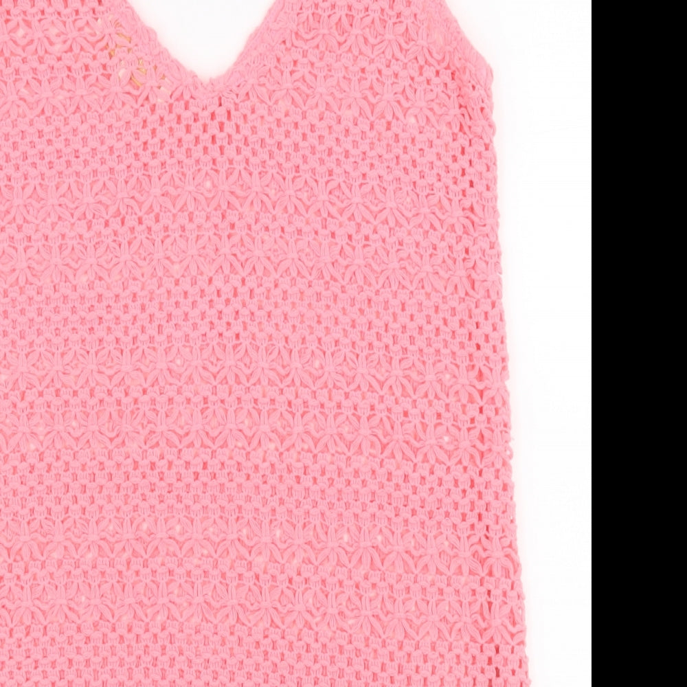 NEXT Womens Pink  Polyester Basic Tank Size 6 V-Neck