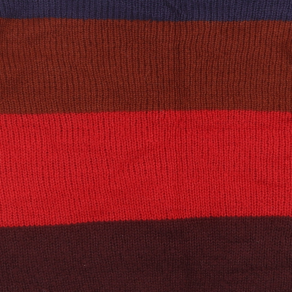 New Look Womens Multicoloured Round Neck Striped Acrylic Pullover Jumper Size S   - Colour Block